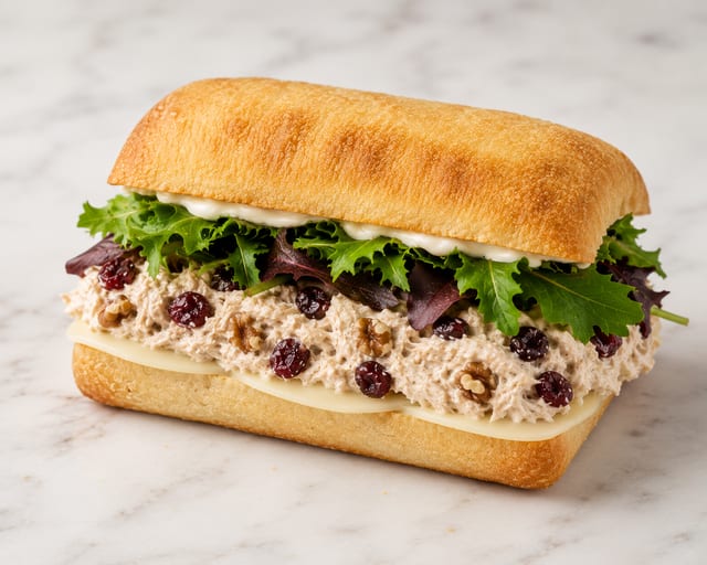 CRANBERRY WALNUT CHICKEN SALAD PANINI.